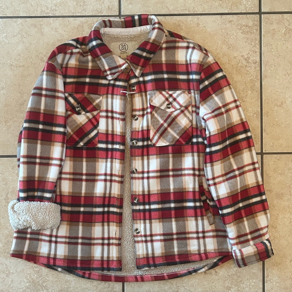 Plaid Sherpa-Lined Jacket